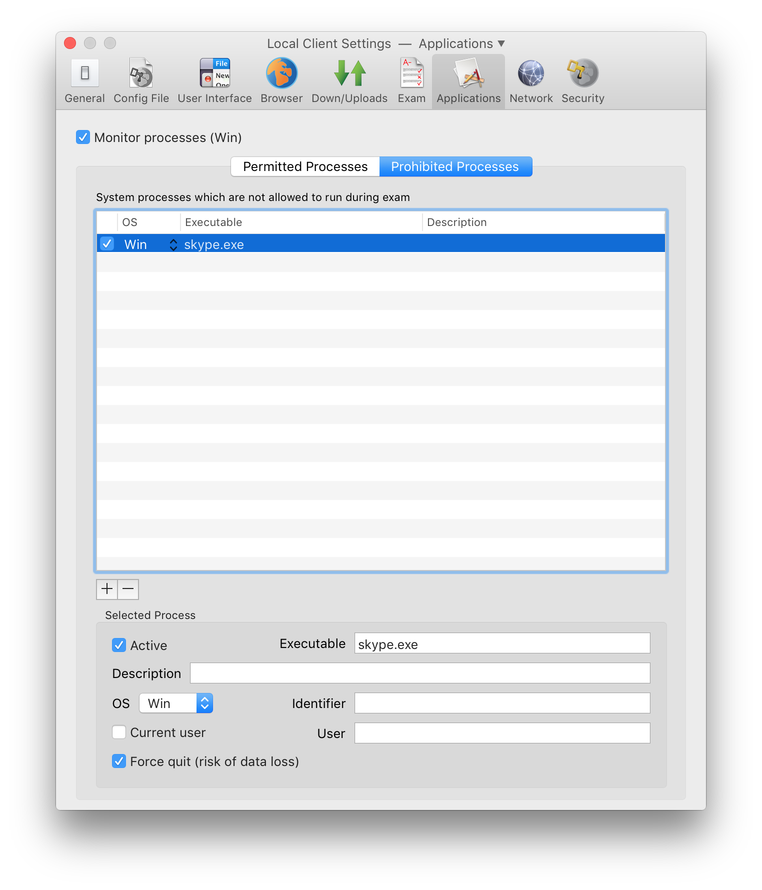 options to safe exam browser