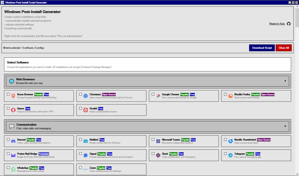 Windows Post-Install Generator v1.0 - Free Download - OlderGeeks.com ...