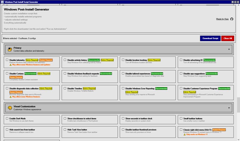 Windows Post-Install Generator v1.0 - Free Download - OlderGeeks.com ...